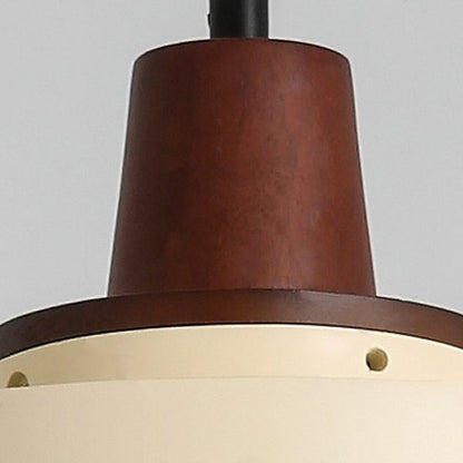 Traditional Japanese Solid Wood Resin Disc 1-Light Pendant Light For Living Room