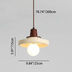 Traditional Japanese Solid Wood Resin Disc 1-Light Pendant Light For Living Room