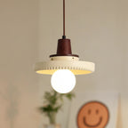 Traditional Japanese Solid Wood Resin Disc 1-Light Pendant Light For Living Room