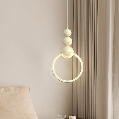 Contemporary Scandinavian Iron Acrylic Geometric Round Ball LED Pendant Light For Bedroom