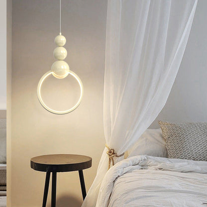 Contemporary Scandinavian Iron Acrylic Geometric Round Ball LED Pendant Light For Bedroom