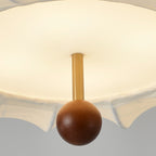 Traditional French Solid Wood Fabric Round Shade 4-Light Semi-Flush Mount Ceiling Light For Living Room Lumendat