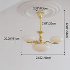 Traditional French Brass Frame Opal Glass Round Shade 3/5-light Chandelier for Living Room BulbSquare