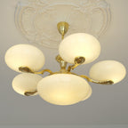 Traditional French Brass Frame Opal Glass Round Shade 3/5-light Chandelier for Living Room BulbSquare