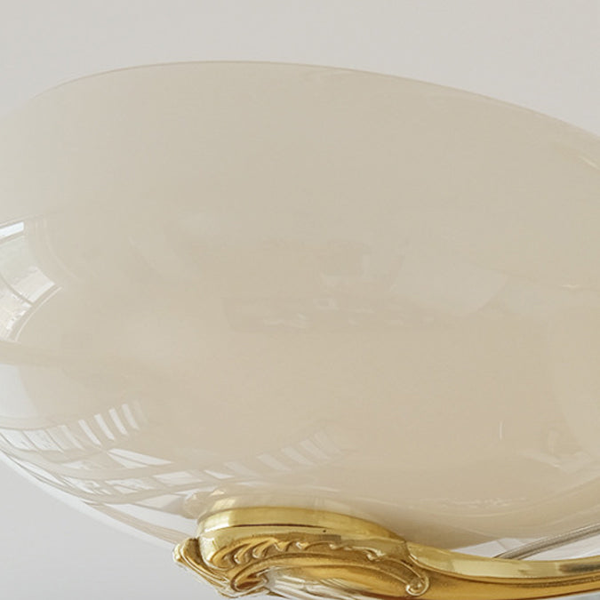 Traditional French Brass Frame Opal Glass Round Shade 3/5-light Chandelier for Living Room BulbSquare