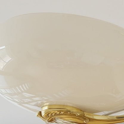 Traditional French Brass Frame Opal Glass Round Shade 3/5-light Chandelier for Living Room