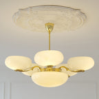 Traditional French Brass Frame Opal Glass Round Shade 3/5-light Chandelier for Living Room BulbSquare