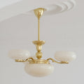 Traditional French Brass Frame Opal Glass Round Shade 3/5-light Chandelier for Living Room BulbSquare