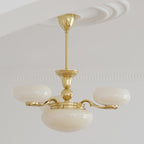 Traditional French Brass Frame Opal Glass Round Shade 3/5-light Chandelier for Living Room BulbSquare