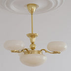Traditional French Brass Frame Opal Glass Round Shade 3/5-light Chandelier for Living Room BulbSquare