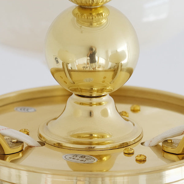 Traditional French Brass Frame Opal Glass Round Shade 3/5-light Chandelier for Living Room BulbSquare
