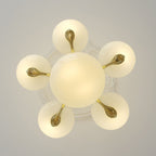 Traditional French Brass Frame Opal Glass Round Shade 3/5-light Chandelier for Living Room BulbSquare