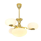 Traditional French Brass Frame Opal Glass Round Shade 3/5-light Chandelier for Living Room BulbSquare