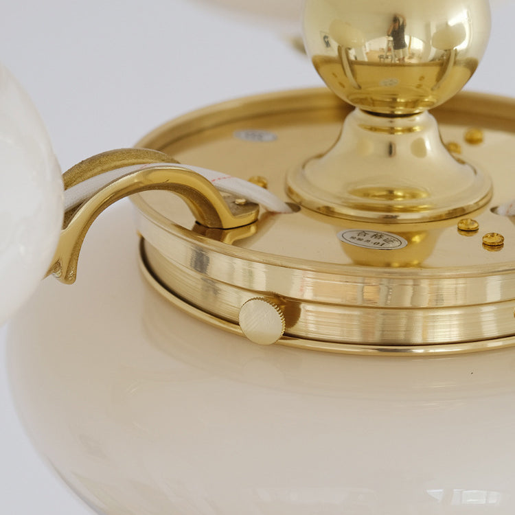 Traditional French Brass Frame Opal Glass Round Shade 3/5-light Chandelier for Living Room BulbSquare