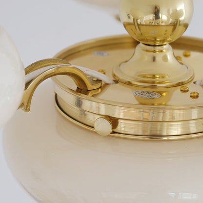 Traditional French Brass Frame Opal Glass Round Shade 3/5-light Chandelier for Living Room