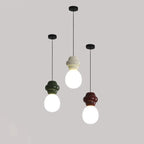 Contemporary Scandinavian Spherical Resin Glass 1-Light Pendant Light For Living Room