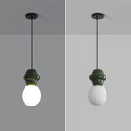Contemporary Scandinavian Spherical Resin Glass 1-Light Pendant Light For Living Room