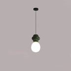 Contemporary Scandinavian Spherical Resin Glass 1-Light Pendant Light For Living Room
