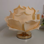 Contemporary Creative Lotus Flower Fabric Hardware 1-Light Table Lamp For Bedroom Lumendat