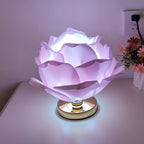 Contemporary Creative Lotus Flower Fabric Hardware 1-Light Table Lamp For Bedroom Lumendat