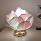 Contemporary Creative Lotus Flower Fabric Hardware 1-Light Table Lamp For Bedroom Lumendat