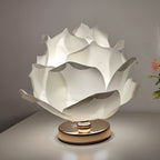 Contemporary Creative Lotus Flower Fabric Hardware 1-Light Table Lamp For Bedroom Lumendat