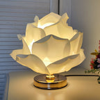 Contemporary Creative Lotus Flower Fabric Hardware 1-Light Table Lamp For Bedroom Lumendat