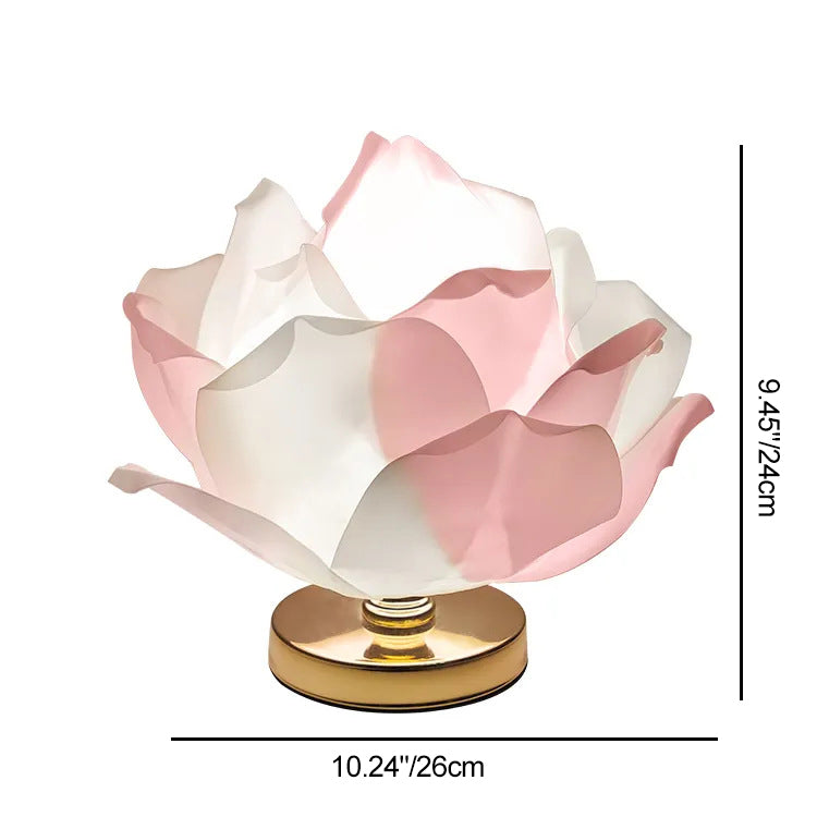 Contemporary Creative Lotus Flower Fabric Hardware 1-Light Table Lamp For Bedroom Lumendat
