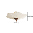 Traditional French Wood Metal Plum Blossom Fabric Shade 3-light Semi-flush Mount Ceiling Light for Living Room BulbSquare