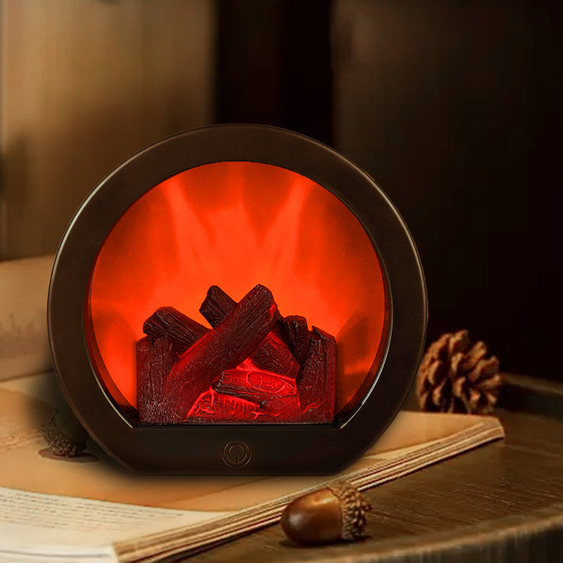 Contemporary Creative ABS Simulated Flame Fireplace LED Table Lamp For Study Lumendat