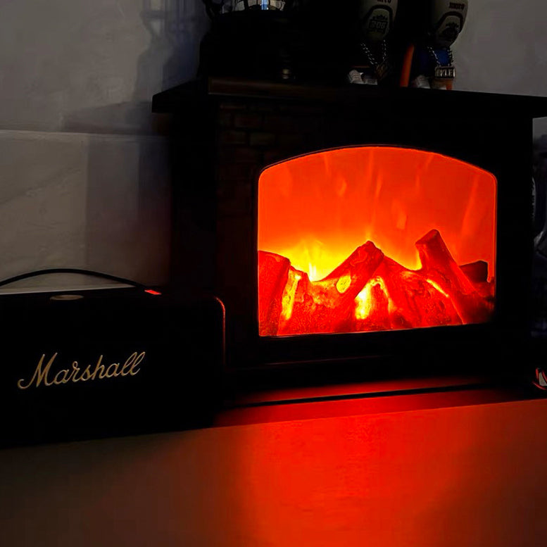 Contemporary Creative ABS Simulated Flame Fireplace LED Table Lamp For Study Lumendat