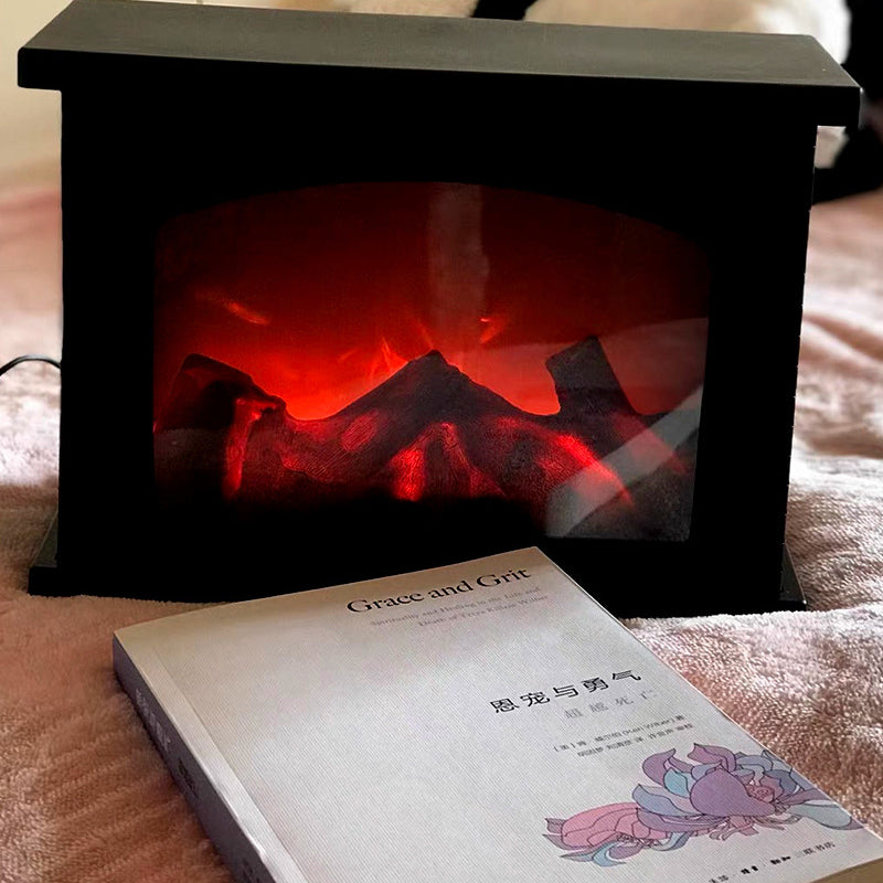 Contemporary Creative ABS Simulated Flame Fireplace LED Table Lamp For Study Lumendat