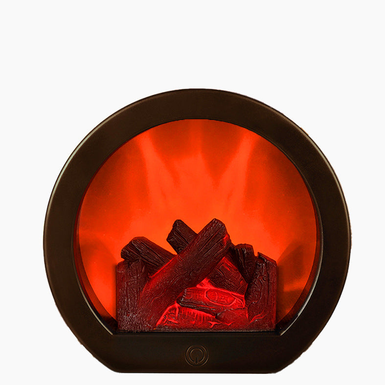 Contemporary Creative ABS Simulated Flame Fireplace LED Table Lamp For Study Lumendat
