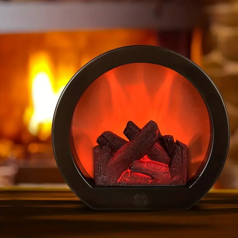 Contemporary Creative ABS Simulated Flame Fireplace LED Table Lamp For Study Lumendat