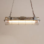 Contemporary Industrial Iron PC Long Strip 2-Light Island Light Pendant Light For Living Room