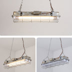 Contemporary Industrial Iron PC Long Strip 2-Light Island Light Pendant Light For Living Room