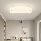 Contemporary Creative Cartoon Panda Parachute Pe Iron LED Flush Mount Ceiling Light for Bedroom