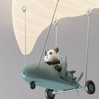 Contemporary Creative Cartoon Panda Parachute Pe Iron LED Flush Mount Ceiling Light for Bedroom