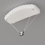 Contemporary Creative Cartoon Panda Parachute Pe Iron LED Flush Mount Ceiling Light for Bedroom