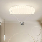Contemporary Creative Cartoon Panda Parachute Pe Iron LED Flush Mount Ceiling Light for Bedroom
