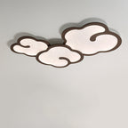 Contemporary Simplicity Iron Walnut Grain Cloud Acrylic LED Flush Mount Ceiling Light For Bedroom