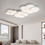 Contemporary Simplicity Iron Walnut Grain Cloud Acrylic LED Flush Mount Ceiling Light For Bedroom