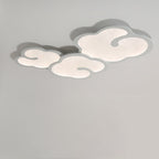 Contemporary Simplicity Iron Walnut Grain Cloud Acrylic LED Flush Mount Ceiling Light For Bedroom