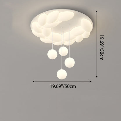 Contemporary Nordic Geometric Circle PE Iron LED Flush Mount Ceiling Light For Bedroom