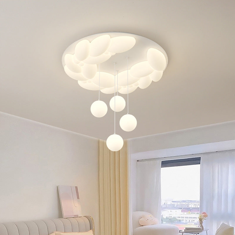 Contemporary Nordic Geometric Circle PE Iron LED Flush Mount Ceiling Light For Bedroom