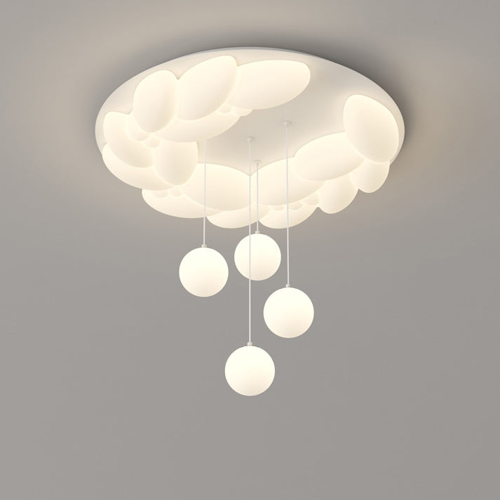 Contemporary Nordic Geometric Circle PE Iron LED Flush Mount Ceiling Light For Bedroom