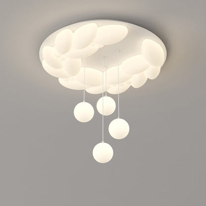 Contemporary Nordic Geometric Circle PE Iron LED Flush Mount Ceiling Light For Bedroom