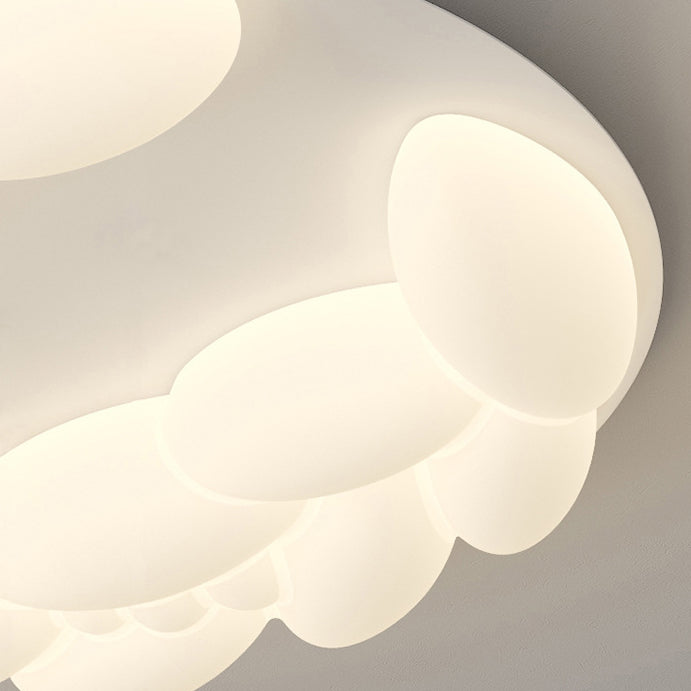 Contemporary Nordic Geometric Circle PE Iron LED Flush Mount Ceiling Light For Bedroom