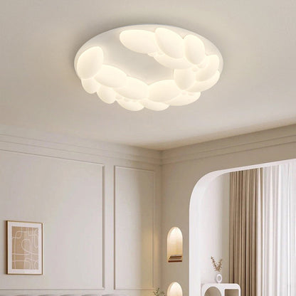 Contemporary Nordic Geometric Circle PE Iron LED Flush Mount Ceiling Light For Bedroom