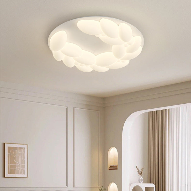 Contemporary Nordic Geometric Circle PE Iron LED Flush Mount Ceiling Light For Bedroom